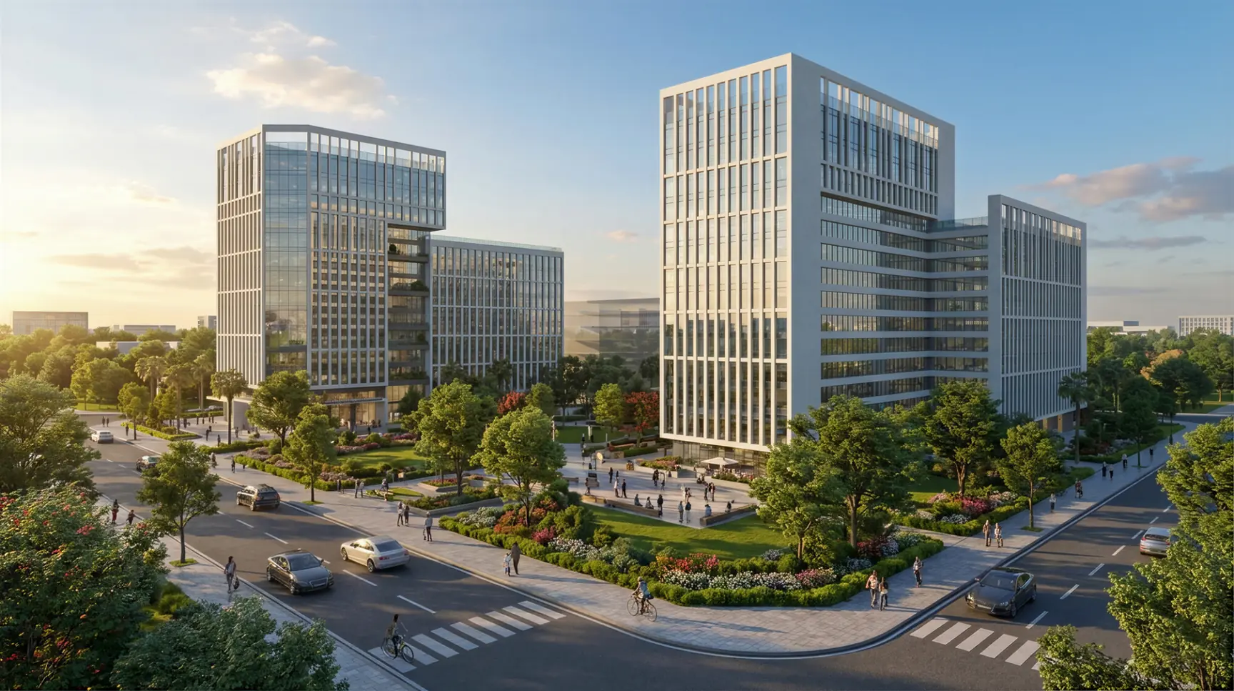 complex of office buildingsand  rental space
